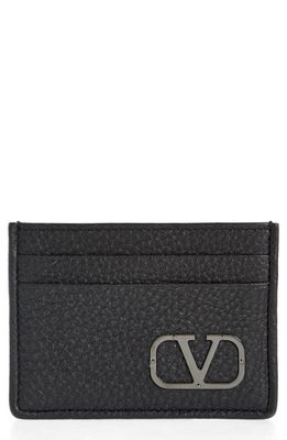 Valentino VLOGO Leather Card Case in 0No-Nero