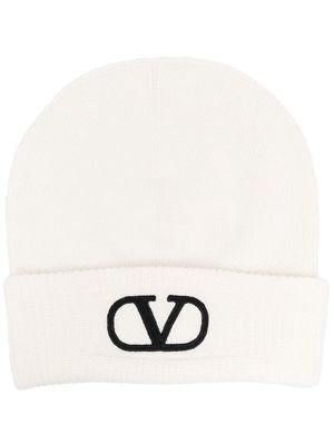 Valentino VLogo Signature wool beanie - White