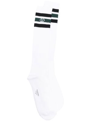 Valentino Vlogo stripe socks - White