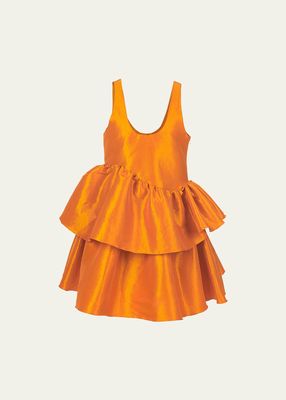 Valeria Tiered Ruffle Taffeta Mini Dress