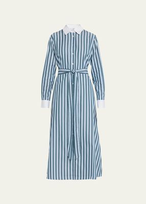 Valerie Two-Tone Stripe Belted Midi Dress
