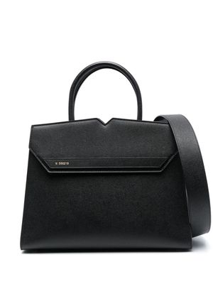 Valextra flap structured handbag - Black