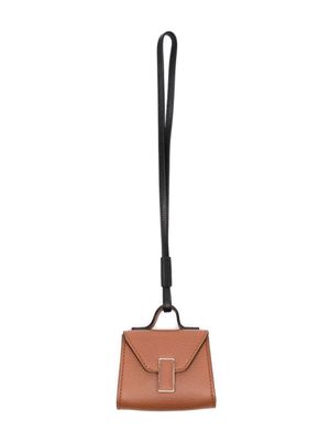 Valextra Iside leather bag charm - Brown