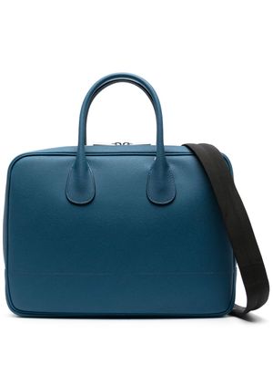 Valextra MyLogo leather laptop bag - Blue