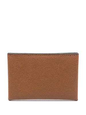 Valextra pebbled leather card case - Brown