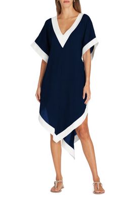 VALIMARE Aria High-Low Crepe de Chine Cover-up Dress in Navy Blue 