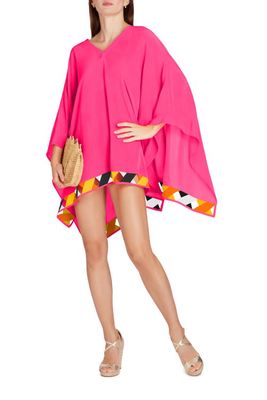 VALIMARE Bandage Hem Chiffon Cover-up Poncho in Fuscia 