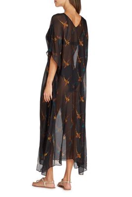 VALIMARE Florence Maxi Sheer Silk blend Cover-up Kaftan in Black 