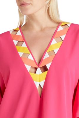 VALIMARE Mallorca Cross Bandage Cover-up Tunic Dress in Fuscia 