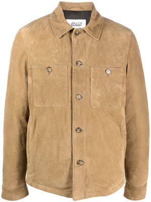 Valstar straight-point collar leather jacket - Brown