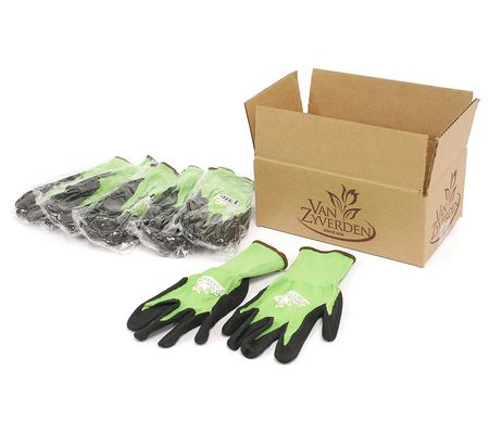 Van Zyverden Gardening Gloves VZ logo Green & O ange 6 Pairs