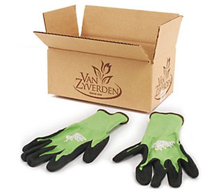 Van Zyverden Gardening Gloves VZ logo Green & O range 3 Pairs