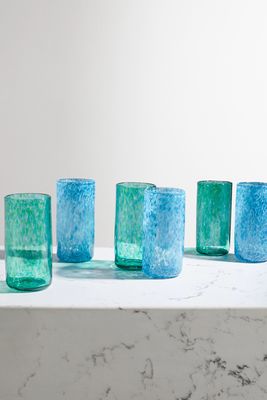 Vanderohe Curio - Set Of Six Highball Glasses - Blue