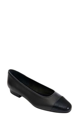 VANELi Cap Toe Flat in Black Leather