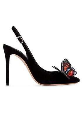 Vanessa Butterfly 100MM Suede Slingback Pumps