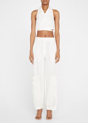Vaneya Lace-Up Back Halter Top