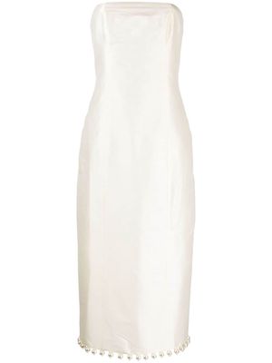 Vanina Lula faux pearl-embellished midi dress - White