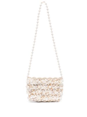 Vanina pearl-embellished shoulder bag - Neutrals