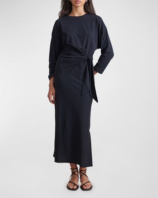 Vanina Tie-Waist Organic Cotton Midi Dress
