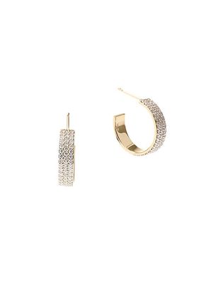 Vanity 14K Yellow Gold & 0.851 TCW Diamond Huggie Hoop Earrings