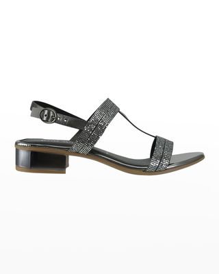 Vankira Metallic Leather Ankle-Strap Sandals
