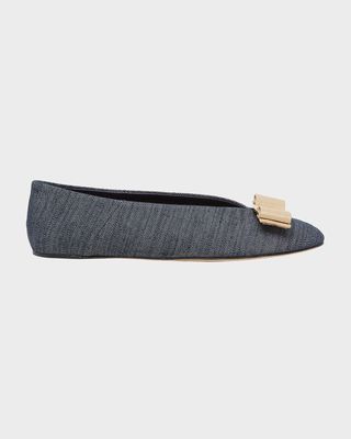 Vanna Denim Bow Ballerina Flats