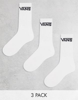 Vans 3-pack logo crew socks in white