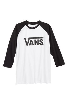 Vans 'Classic' Logo Raglan Sleeve T-Shirt in White/Black
