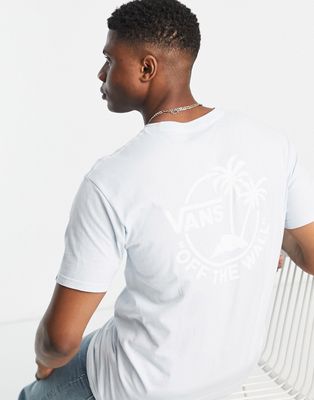 Vans classic palm back print t-shirt in blue-White