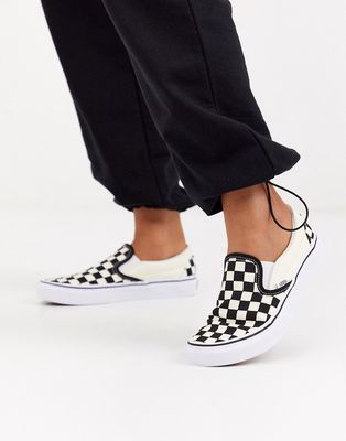 Vans Classic Slip-On checkerboard sneakers in black and white-Multi