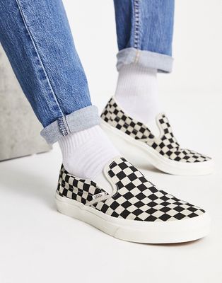 Vans Classic Slip-On checkerboard sneakers in black and white