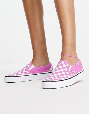 Vans Classic slip-on checkerboard sneakers in pink