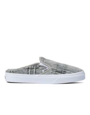Vans Classic Slip-On Mule Soft Plaid sneakers in gray-White