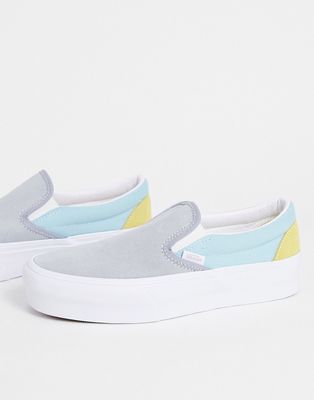Vans Classic Slip-On Platform Color Block sneakers in multi pastel