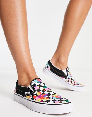Vans Classic Slip-On sneakers in floral checkerboard-Multi