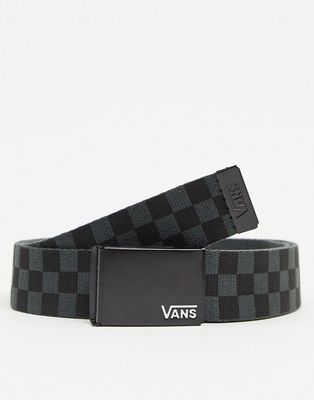 Vans Conductor II web belt in gray checkerboard-Black