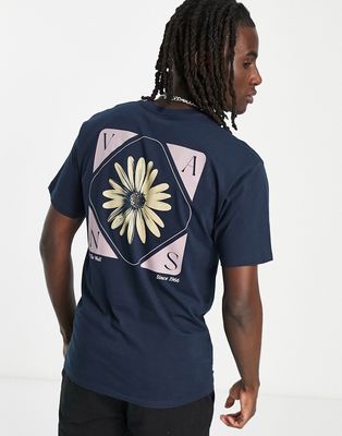 Vans daisy back print T-shirt in off-navy