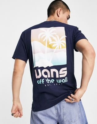 Vans Dual Palm Island back print t-shirt in navy