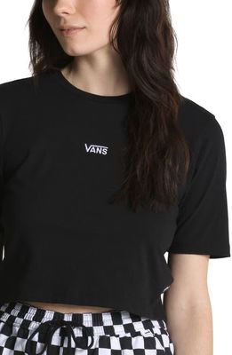 Vans Flying V Embroidered Cotton Crop T-Shirt in Black