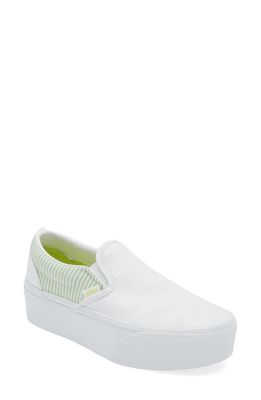 Vans Gender Inclusive Classic Slip-On Stackform Sneaker in Summer Picnic Green/White