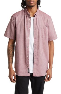 Vans Houser Short Sleeve Cotton Button-Down Shirt in Syrah