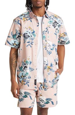 Vans Kessel Floral Short Sleeve Button-Up Shirt in Rose Smoke