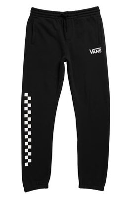 Vans Kids' Check Logo Fleece Drawstring Pants in Black/White