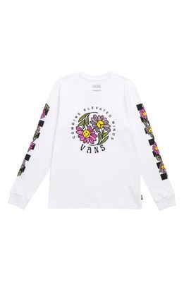 Vans Kids' Elevated Floral Long Sleeve Cotton Graphic Tee in White
