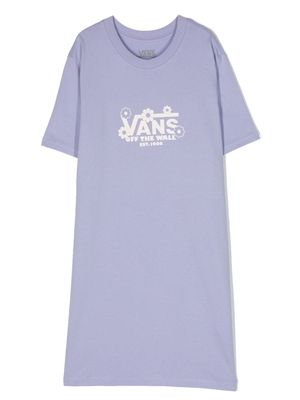 Vans Kids floral logo-print cotton T-shirt dress - Purple