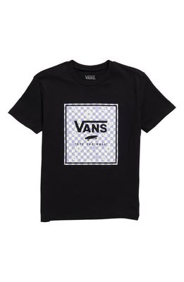Vans Kids G Box Fill Floral Cotton Graphic T-Shirt in Black Floral Checkerboard
