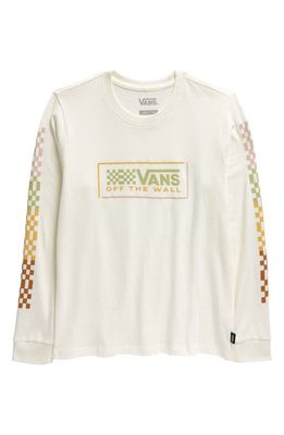 Vans Kids' Logo Check Cotton Graphic T-Shirt in Marshmallow Wavy Checkerboard