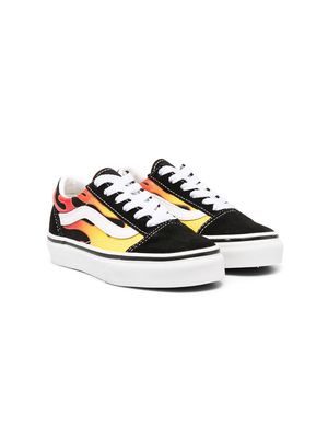 Vans Kids Old Skool flame-print sneakers - Black