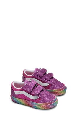 Vans Kids' Old Skool V Sneaker in Glitter Rainglow Pink/Multi