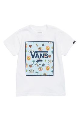 Vans Kids' Print Cotton Graphic T-Shirt in White/Blue Glow